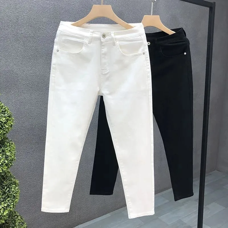 2023 Spring and Autumn New Classic Fashion Solid Color Elastic Casual Jeans Men's Comfortable High-Quality Small Foot Pants 36 — image 5