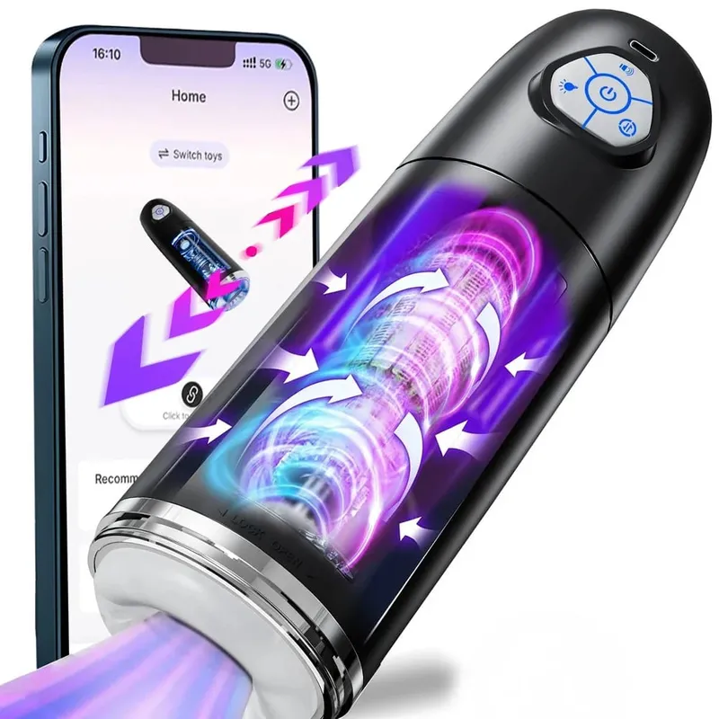 Automatic Telescopic Rotating Male Masturbator Cup Pussy Real Vagina Masturbation Blowjob Adults Sex Machines Sex Toys for Men