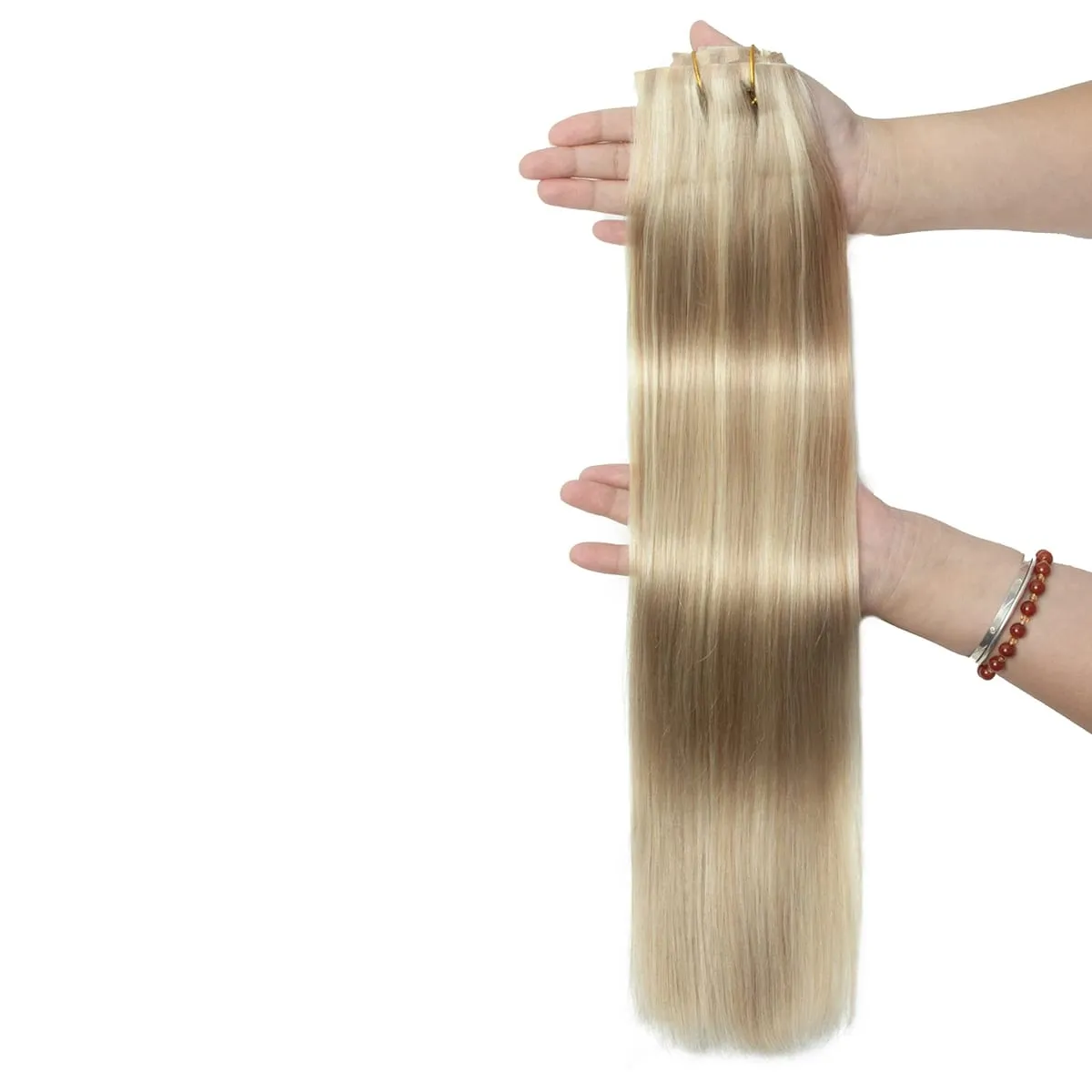 Bezešvé PU prodlužování vlasů Clip In Skutečné přírodní Neviditelné PU pásky Útkové Clip Ins Stroj Remy 12-24inch Invisible Clip Ins 7PCS