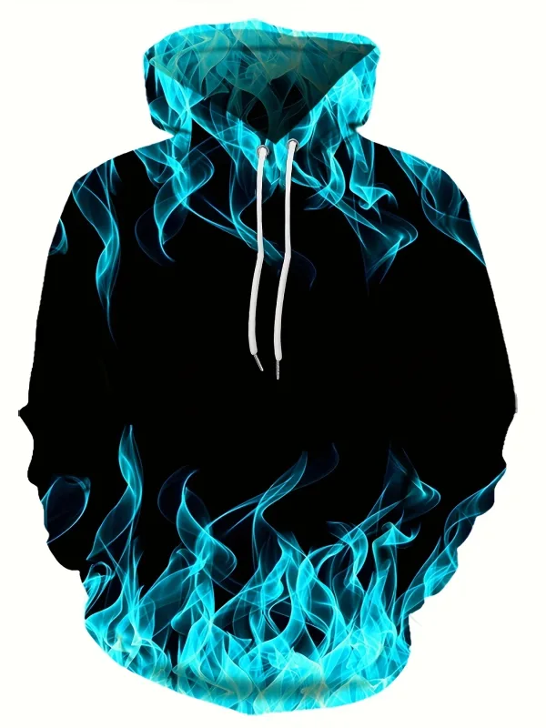 2024 Creative Flame 3D Print hættetrøje Cool hættetrøjer Herre forår Efterår Pullover Hættetrøje Oversized Harajuku Y2k tøj — image 2