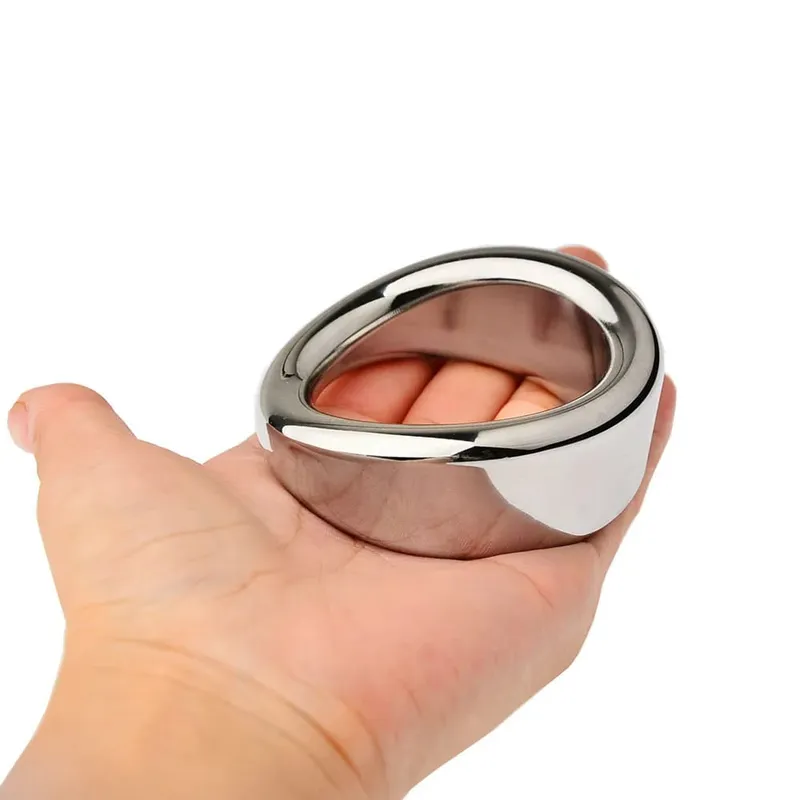Natahovač varlat z nerezové oceli Heavy Duty Penis Ring Kovový zámek Kohout Zátěžové cvičení Šourek Přívěsek Muž Bondage Sex Toy