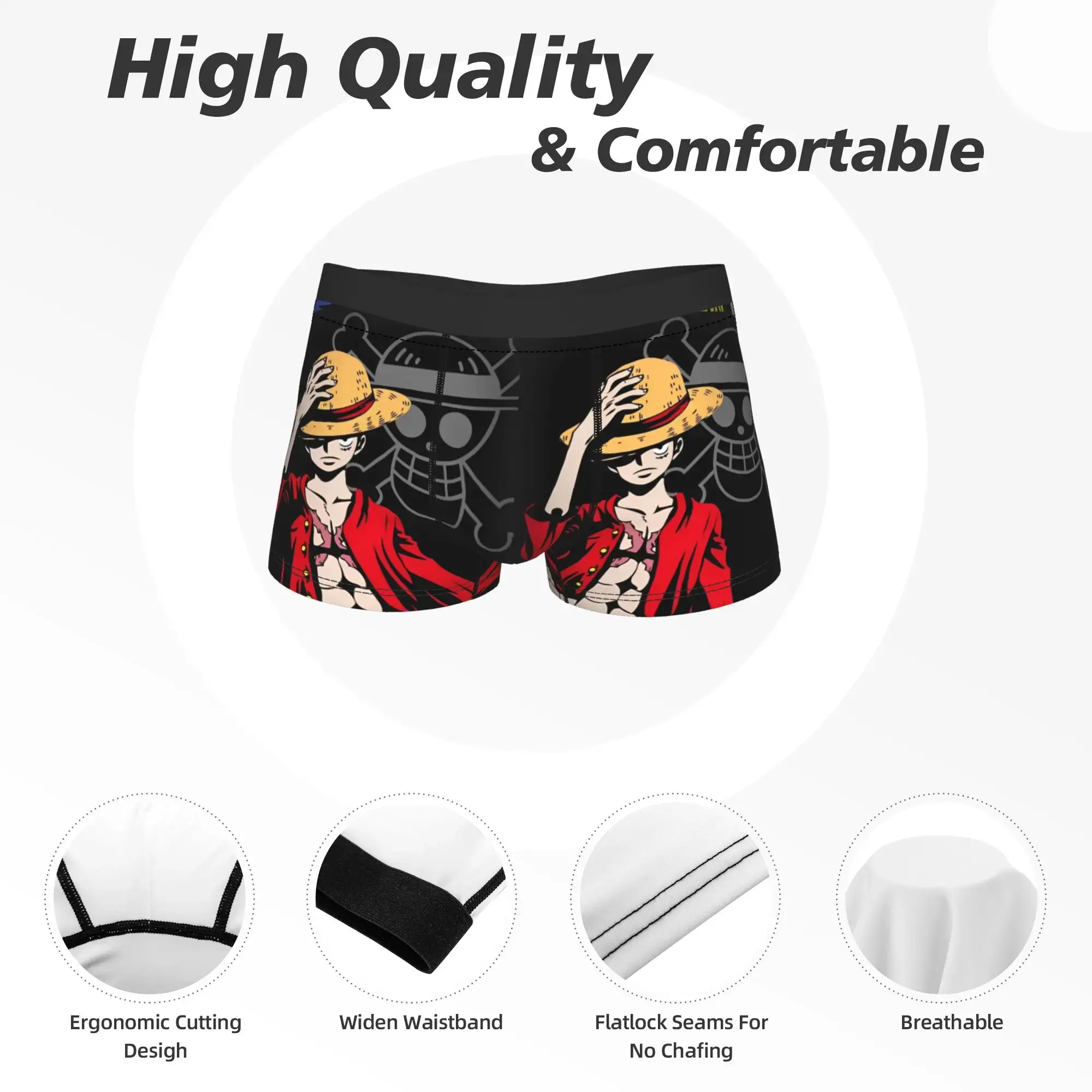 One Piece Monkey D Luffy Skull Uomo Intimo Boxer Slip Pantaloncini Mutandine Novità Mutande a vita media per Homme Plus Size — image 1