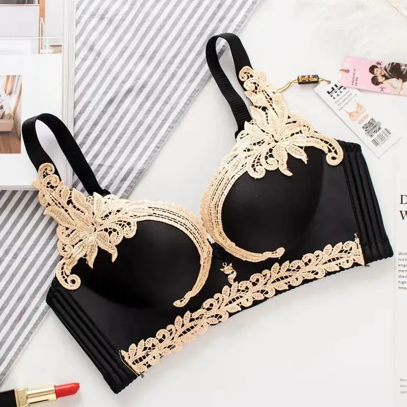 Adjustable Embroider Lace Lingerie Non-underwire Bra Small Breasts Gathering Prevent Sagging Comfortable Bra