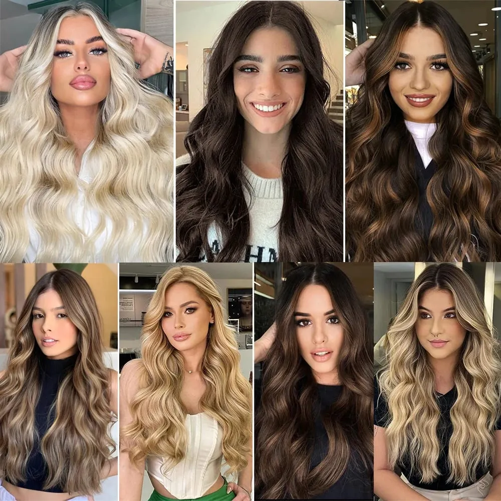 Synthatic Artificial Long Wavy Hairpiece Blonde Mixed Brown False Hair Piece For Women Two Clips Natural Hair Extension 17 Color — image 7