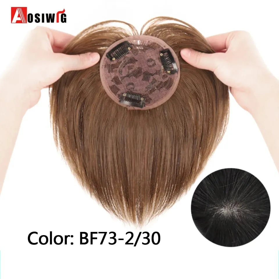 Synthetic Black Brown Curly Hair Top Toupee Hair Extensions Replacement Closure Hairpiece Wigs With Bangs Women — image 8