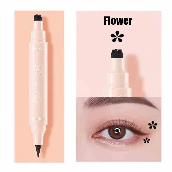 Moon Flower Star Eyeliner Stamp Pen 2IN1 Black Liquid Eye Liner Pencil Love Heart Triangle Waterproof Quick Dry Makeup Cosmetic