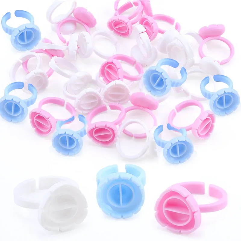 50/100Pcs Disposable Glue Ring Cup For Lashes Fan Tattoo Pigment Holder Eyelash Extension Container Glue Holder Makeup Supplies — image 4