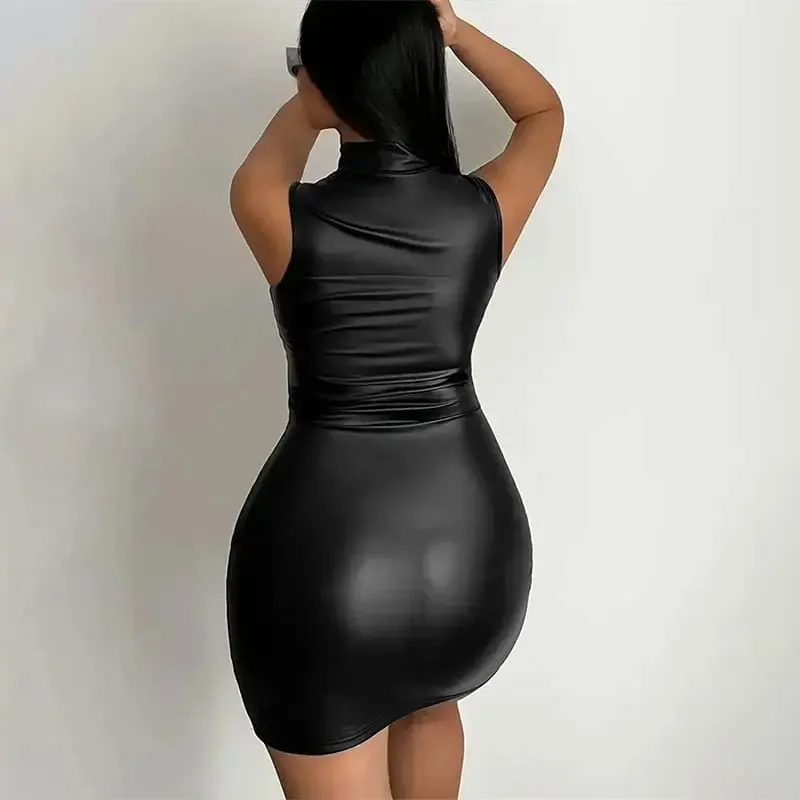 Party Bodycon Lady s Solid Color Dress Sexy Sleeveless Slim Elastic Package Hip Tee Skirt Mini Short Dress — image 3
