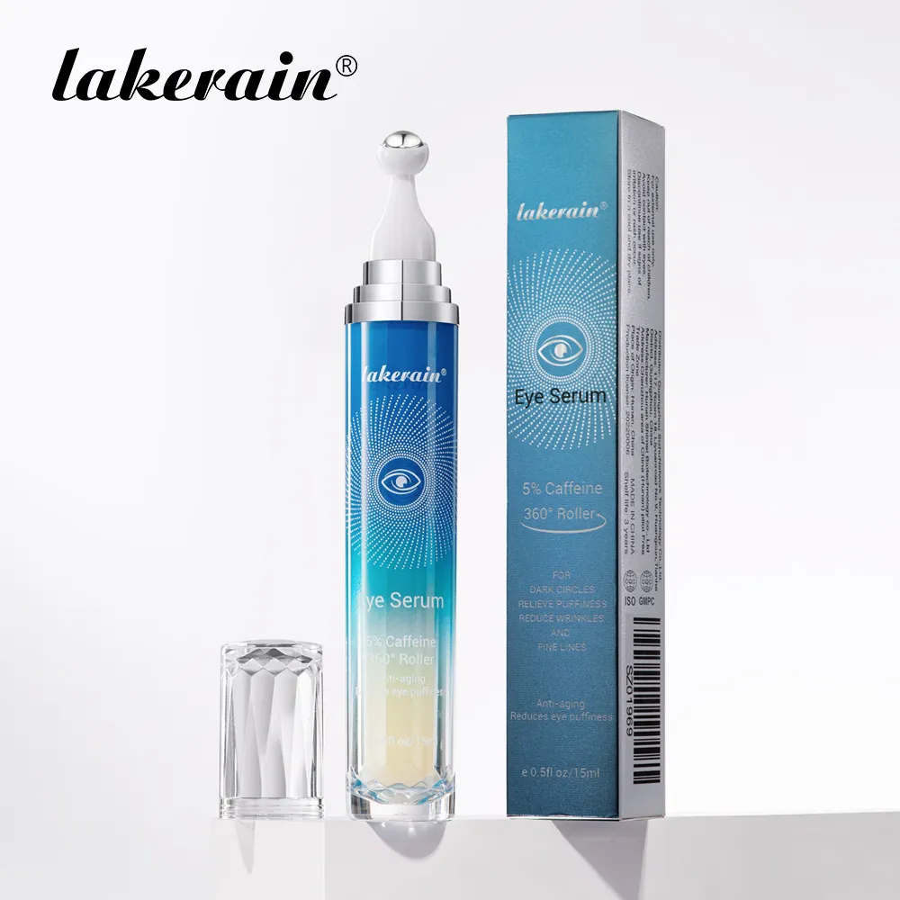 5% Caffeine Eye Serum with 360° Massage Ball Under Eye Roller Cream for Dark Circles and Puffiness Reduce Wrinkles Fine Lines