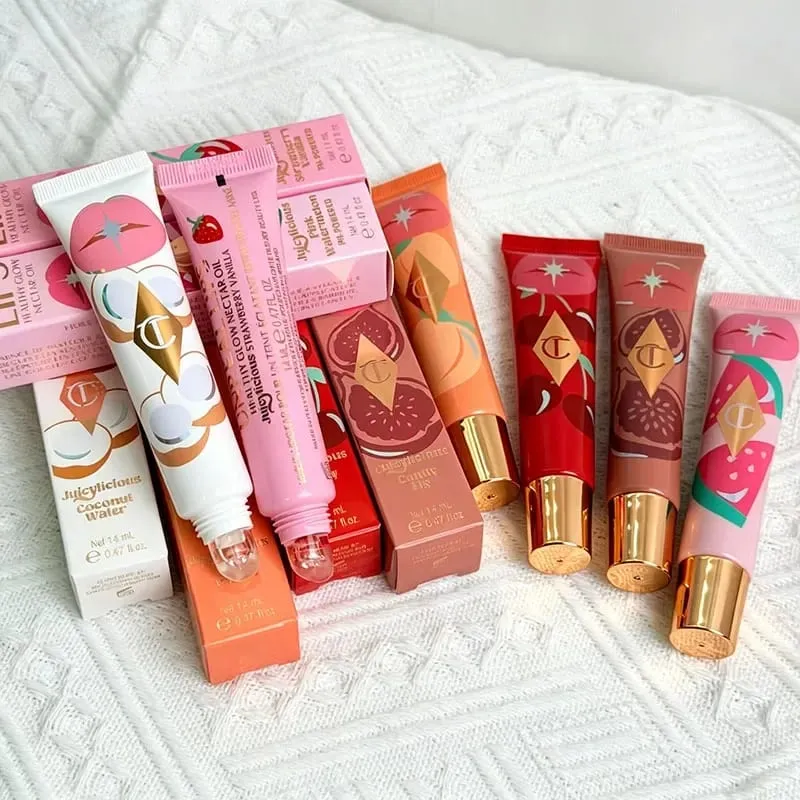 Charlotte 8-Color Hydrating Collagen Lip Gloss Lip Balm Jelly Fruit Flavored Lipstick Moisturizing Non Drying Lip Tilbury Makeup