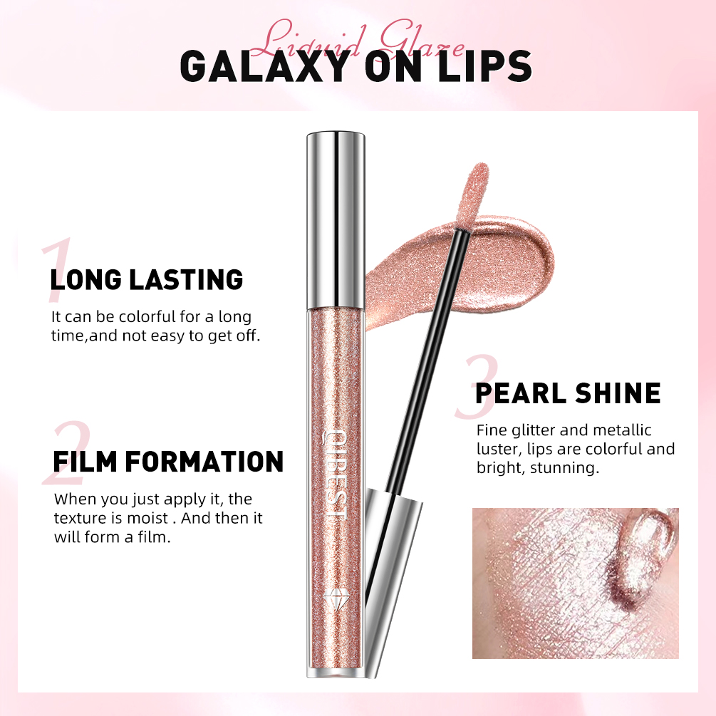 Glitter Diamond Liquid Lipstick Waterproof Long Lasting Pearl Shiny Lip Gloss Metal Charming Women Lip Makeup 6 Colors