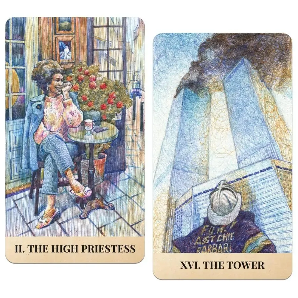 12*7cm城市迷宮塔羅牌78張塔羅牌| Indy Tarot 鋼筆描繪 2000 年代初紐約生活 — image 4