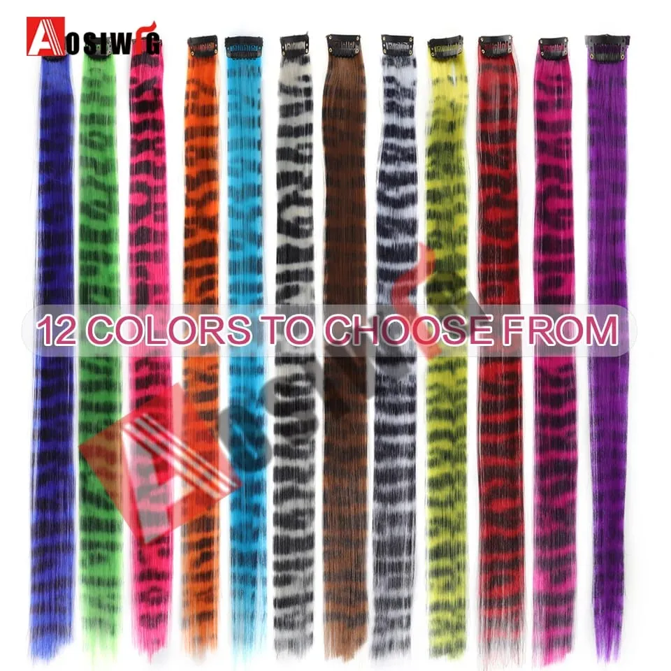 5PC Synthetic Feather Hair Extensions With Clips Heat Resistant Straight Hair Extensions Color Colored Black Hair Clip Womens 8G — image 6