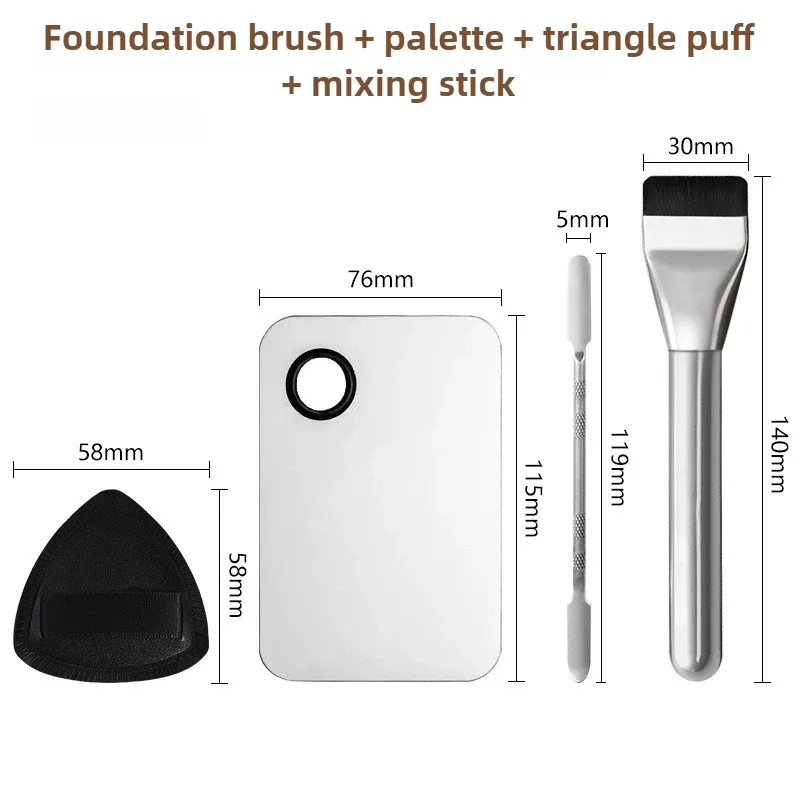 Ultra Thin Foundation Brush Makeup Mixing Palette with Spatula Flat Face Contour Brush Cosmetic Puff Blender Beauty Makeup Tools