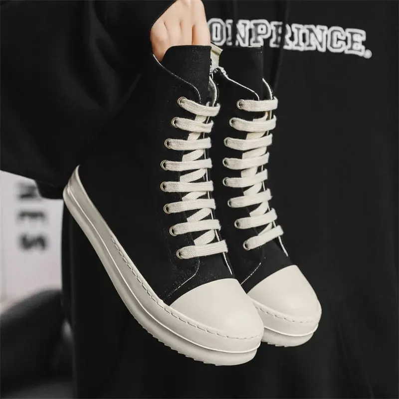 Popular Men's Sneakers Men's Casual Shoes 2025 New Lace-up Thick Bottom High Top Shoes Canvas Punk Couple Trend Sneakers for Man — image 5
