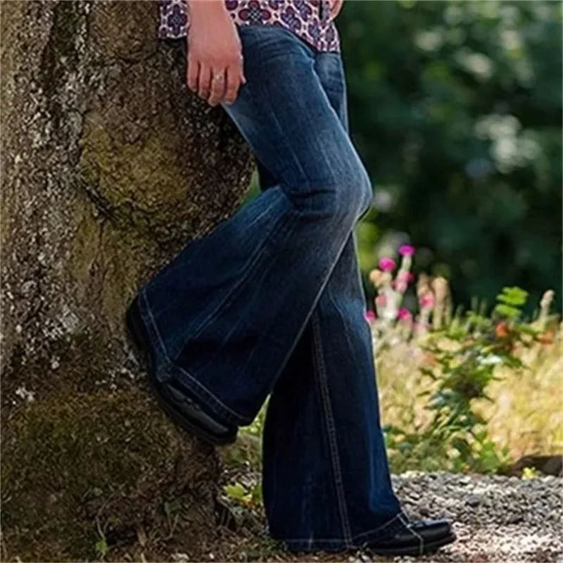 Vintage Tie Flower Stretch Denim Pants Trend Male Punk Style Flared Jeans Streetwear Four Seasons Daily Casual Men's Trousers 23 — image 5