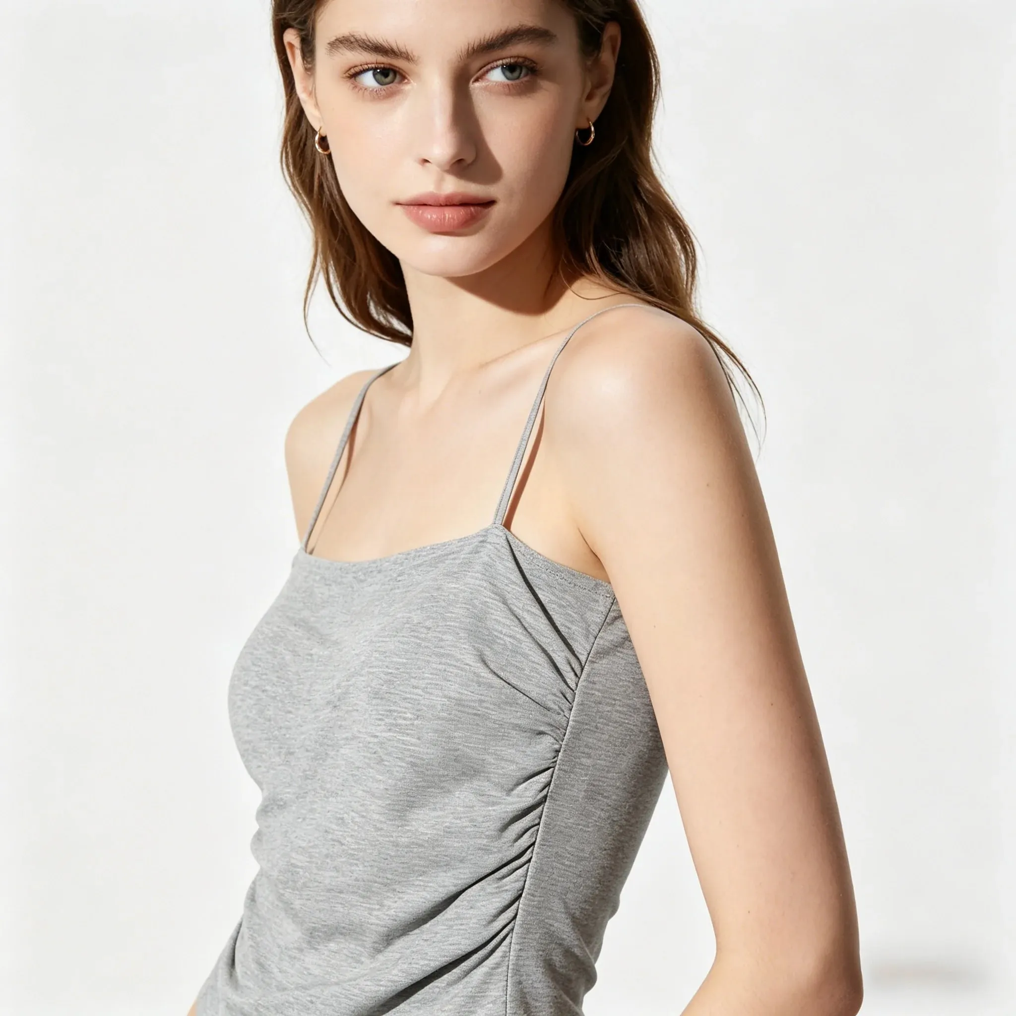 Summer Women Solid Color Crop Camisole Top Sleeveless Skinny Spaghetti Strap Tank Top Ladies Basic Cami Vest — image 5