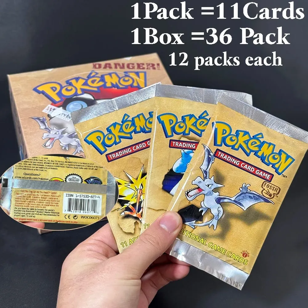 Pokémon Booster Packs Base Fossil Jungle 9 single bags 1 pack/11 Cards and Booster Box 3 1Box/36 Packs models Proxy Game Cards — image 3