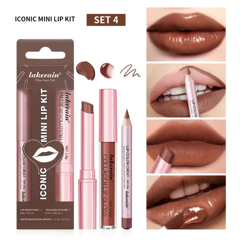 Waterproof Velvet Lip Gloss Long Lasting Smudge-Proof Black Lipstick Set Liquid Lip Lip Liner Set For Halloween Goth Makeup