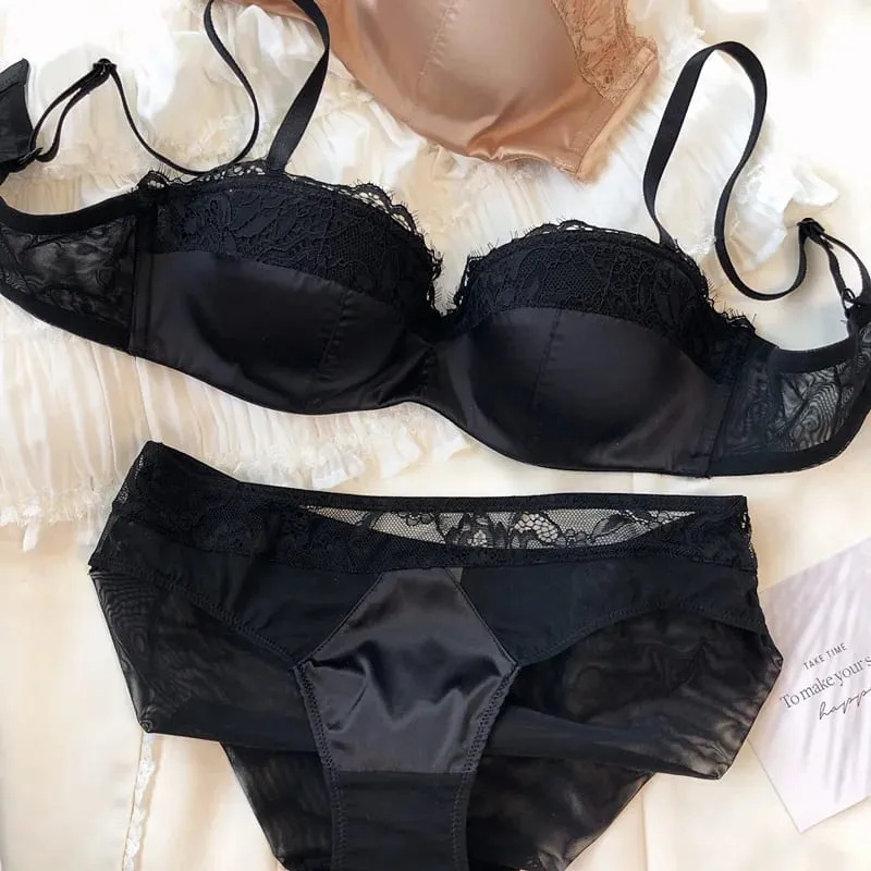 Luxury Lingerie Set for Women Lace Sexy 1/2 Thin Cup Push Up Bra Summer Seamless Comfort Intimates Underwear and Panties Sets — image 8