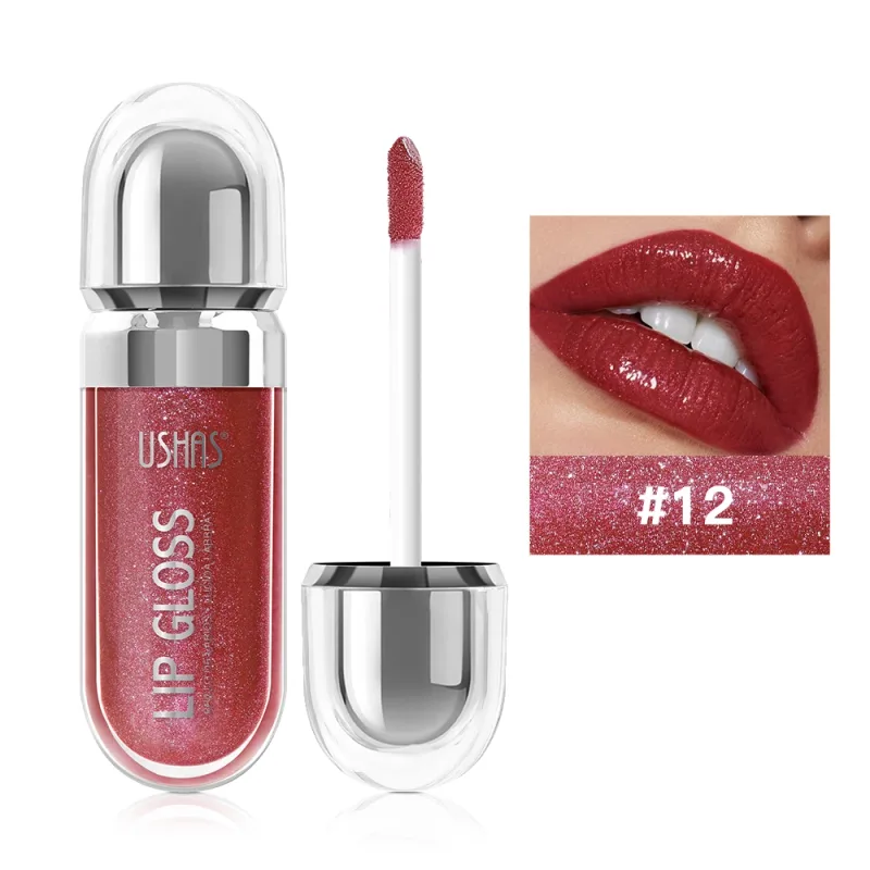 Shimmer Lip Gloss 12 Shades Glass High Shine Non-Sticky Moisturizing Long Lasting Plumping Lip Makeup — image 9