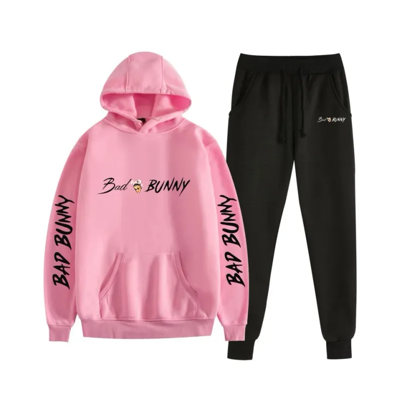 Costume Harajuku confortable imprimé mauvais lapin, sweat-shirt et pantalon de survêtement pour femmes, sweat à capuche + pantalon, ensemble 2 pièces pour garçons/filles — image 6