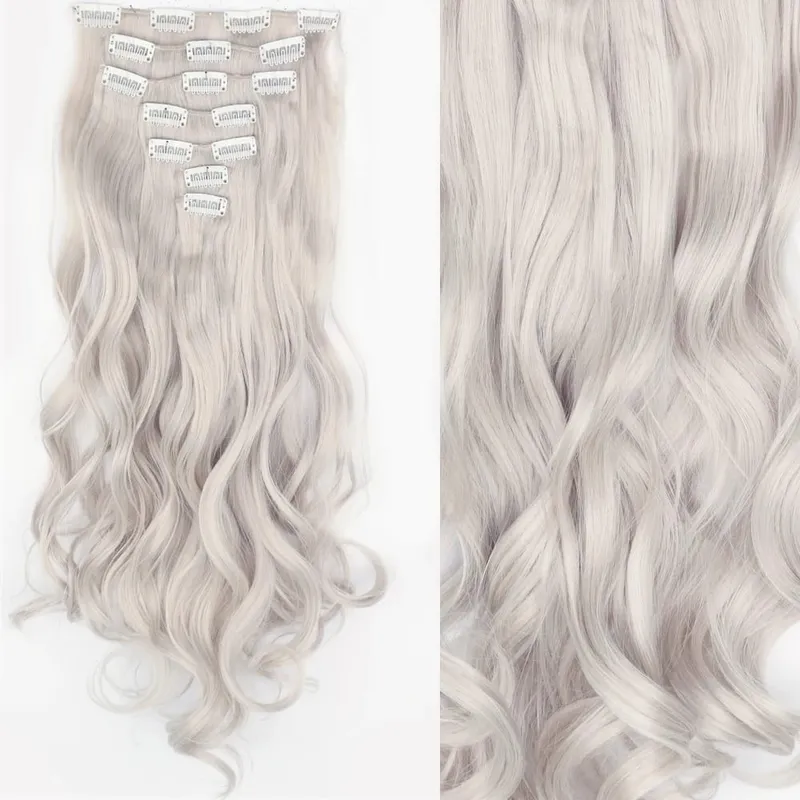 24Inch Synthetic Extension 16 Clips Blonde Hair Natural Long Wavy 7Pcs/Set Heat Resistant Fiber Hairpiece Black Brown Hairstyle — image 26