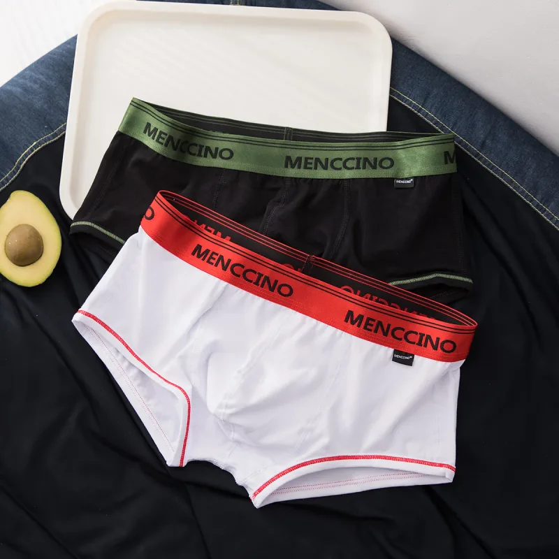 3pcs/lot cotton men's boxers solid color underwear men's low waisted breathable young — image 3