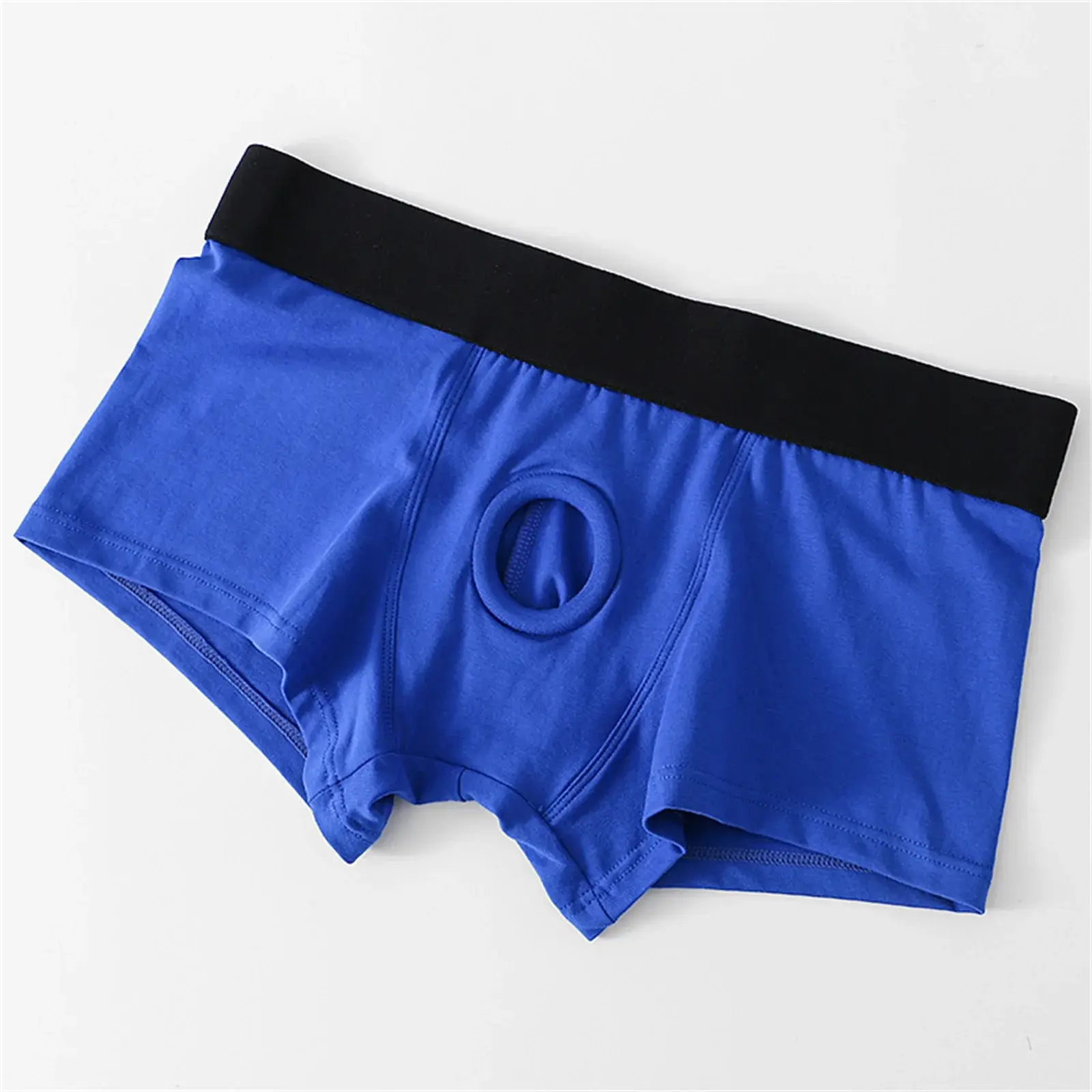 Herren-Boxershorts mit Vorderloch-Beutel, Unterwäsche, Silikon-Cockring, sexy Boxershorts, breiter Bund, Baumwollunterhose, aushöhlen, Dessous — image 14