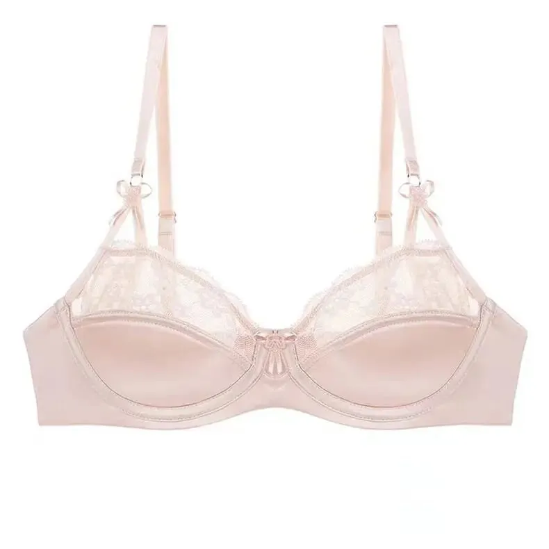 Set reggiseno in pizzo francese sottile a mezza tazza da donna Minimizer per busto grande Push Up Supporto laterale anti-cedimento Comfort Set intimo quotidiano sexy — image 8