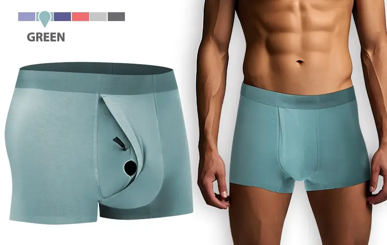 Men's Breathable Underwear Front Open Hole with Adjustable Ring Sheath Boxers Foreskin Long Therapy Enhanced Man Boxers Briefs — image 4