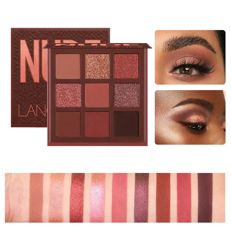 9 Colors Nude Eyeshadow Powder Makeup Palette Matte Shimmer Eye Pigmented Powder Make Up New Warm Earth Color Eyeshadow — image 2