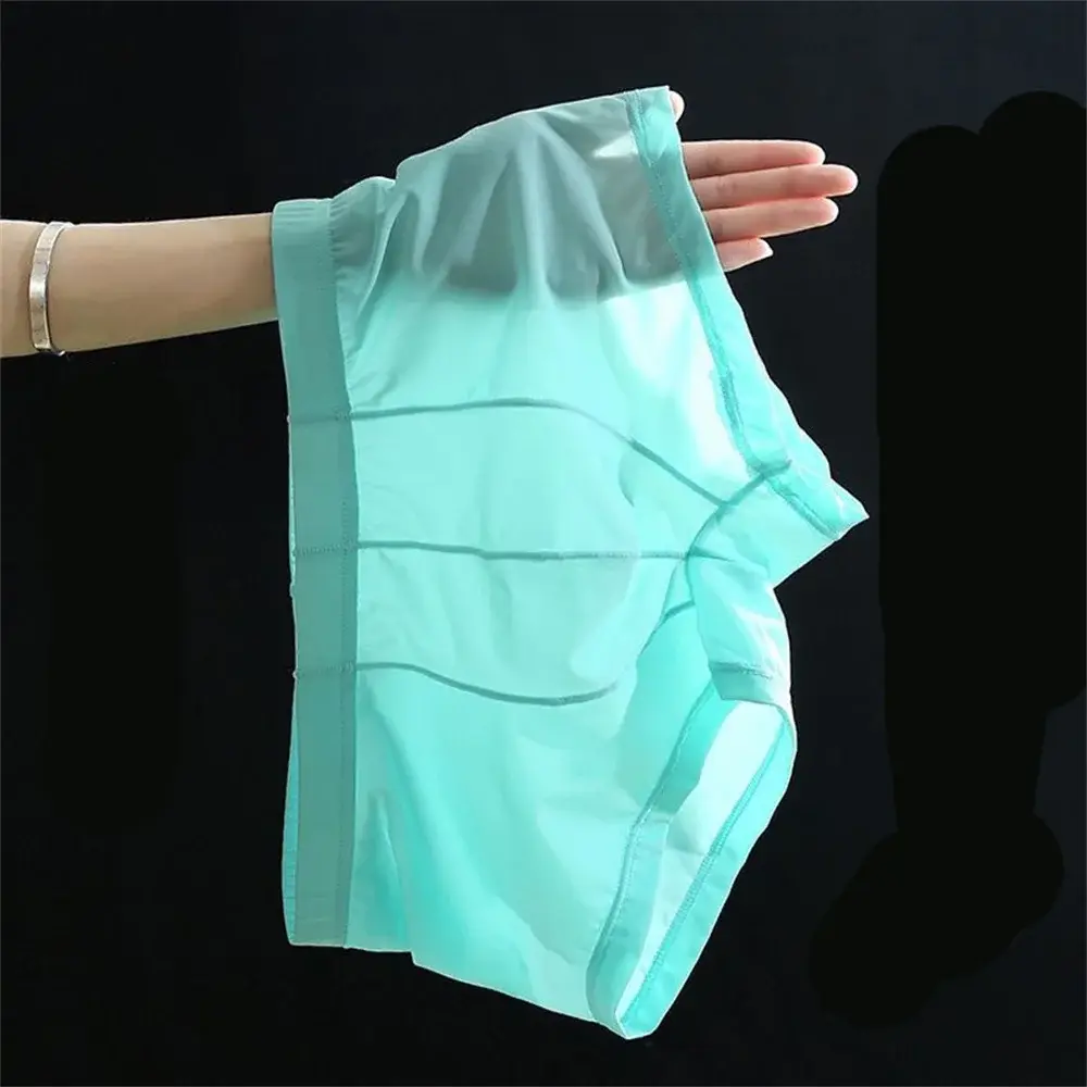 Cool Men's Ice Silk U Convex Underwear Summer Ultra-thin Transparent Boxer Shorts Sexy Male Trunks Plus Size M-XXL — image 6