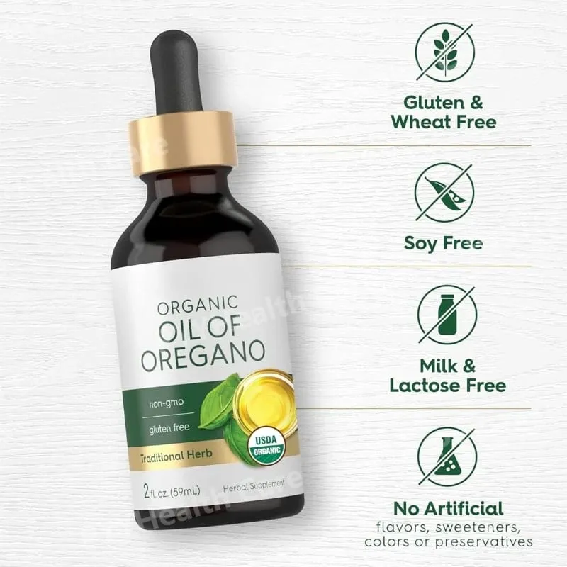 Organic Oil of Oregano Liquid Drops Vegan Herbal Supplement Pang-araw-araw na Nutritional Support 60ml Bawat Bote