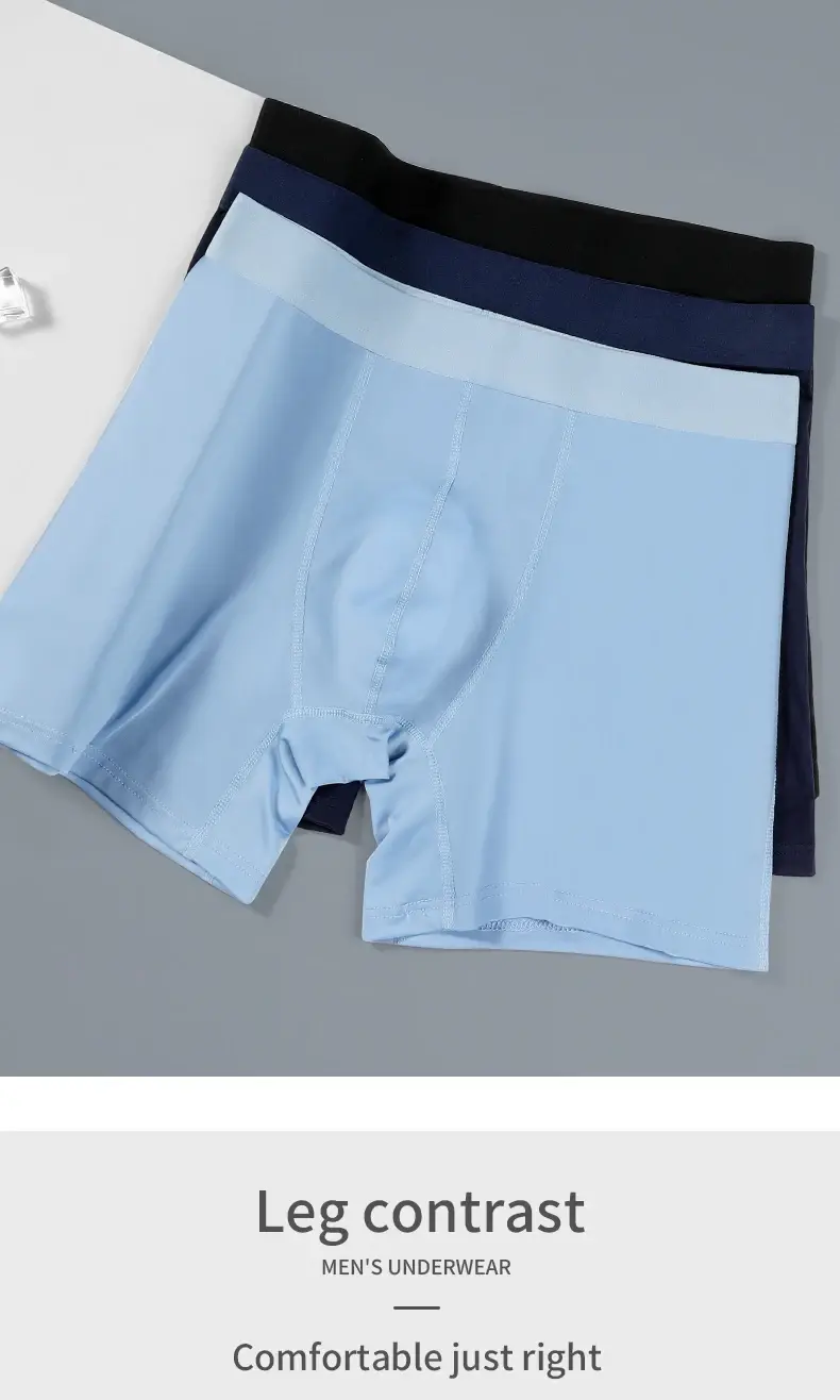 Cueca esportiva masculina de seda gelo, roupa íntima de verão para homens, perna fina, respirável, tamanho grande, roupa estendida, virilha, boxers — image 7