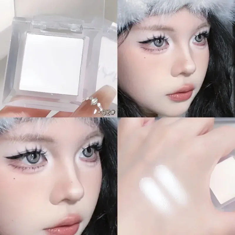 Monochrome Matte White Black Eyeshadow Highlighter Makeup Palette Waterproof Face Contouring Brighten Eyeshadow Lying Silkworm — image 2