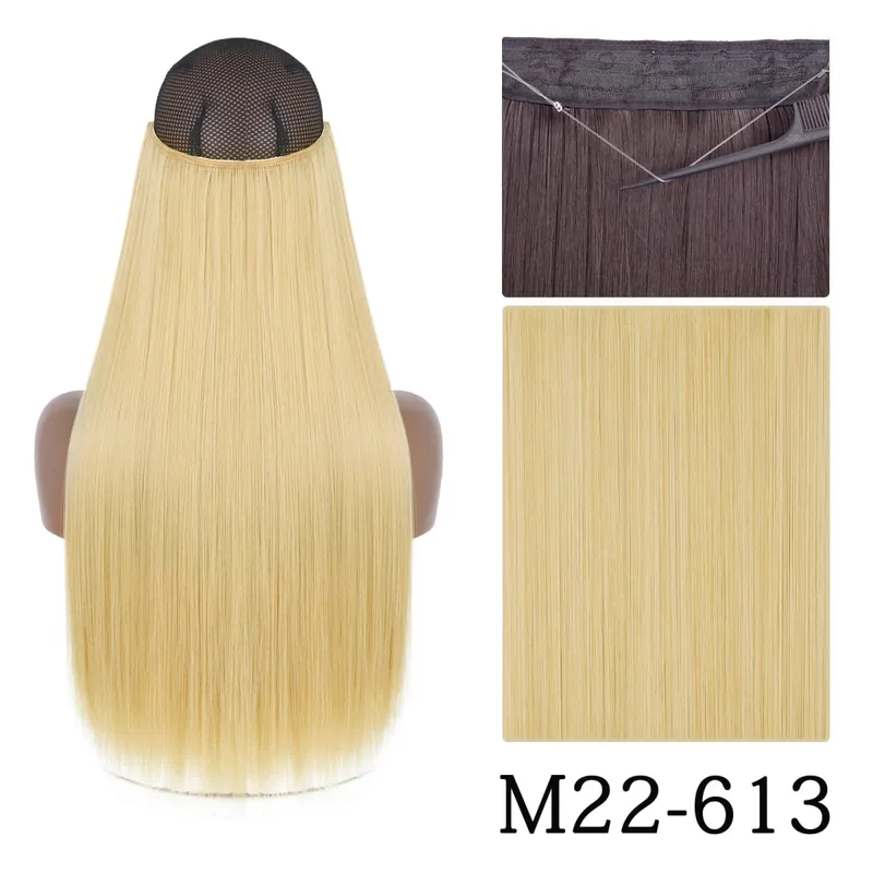 Synthetic Long Straight No Clip One Piece Hair Extension Natural Adjustable Line False Hairpiece For Women