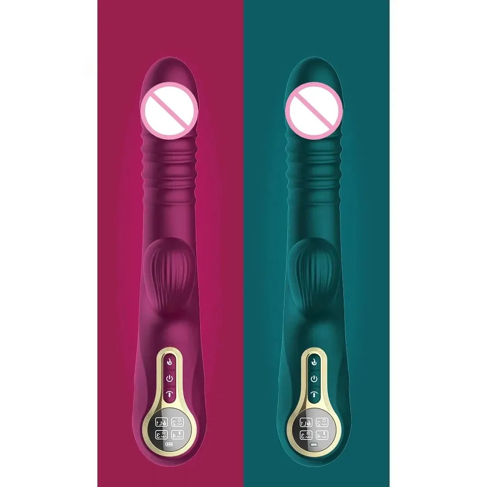 Women Retractable Vibrator Dildo Fast Piston Heating Sucking Tongue Licking G-Spot Nipple Vagina Masturbator Sex Toys for Couple — image 1