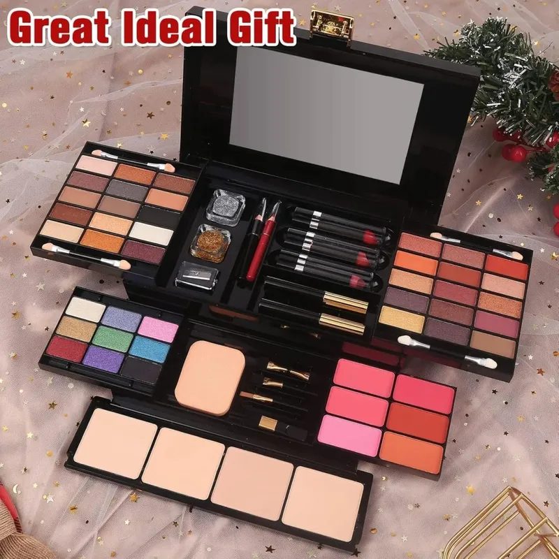 All-in-One Makeup Kit Color Spirit Professional Matte Shimmer Eyeshadow Lipstick Blush Waterproof with Brushes Mirror Case