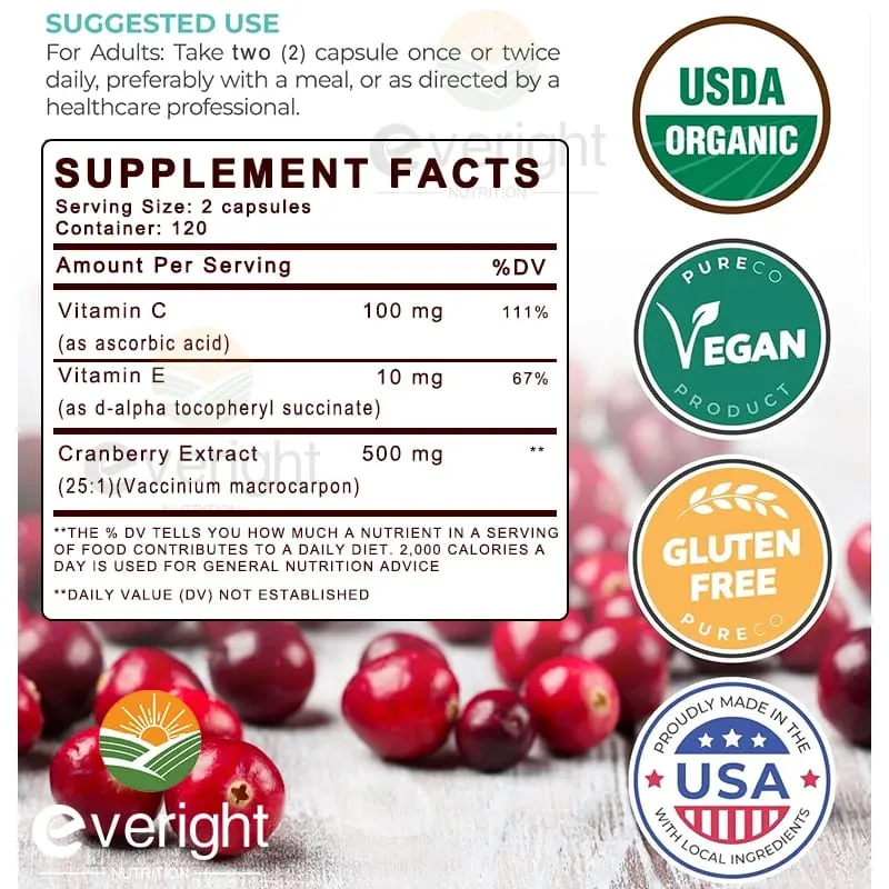 Kapsul Cranberry untuk Wanita - Campuran Pertahanan UTI dengan Vitamin C E - Saluran Kencing & Pundi kencing Sokongan Kesihatan pH Faraj Buah pinggang — image 6