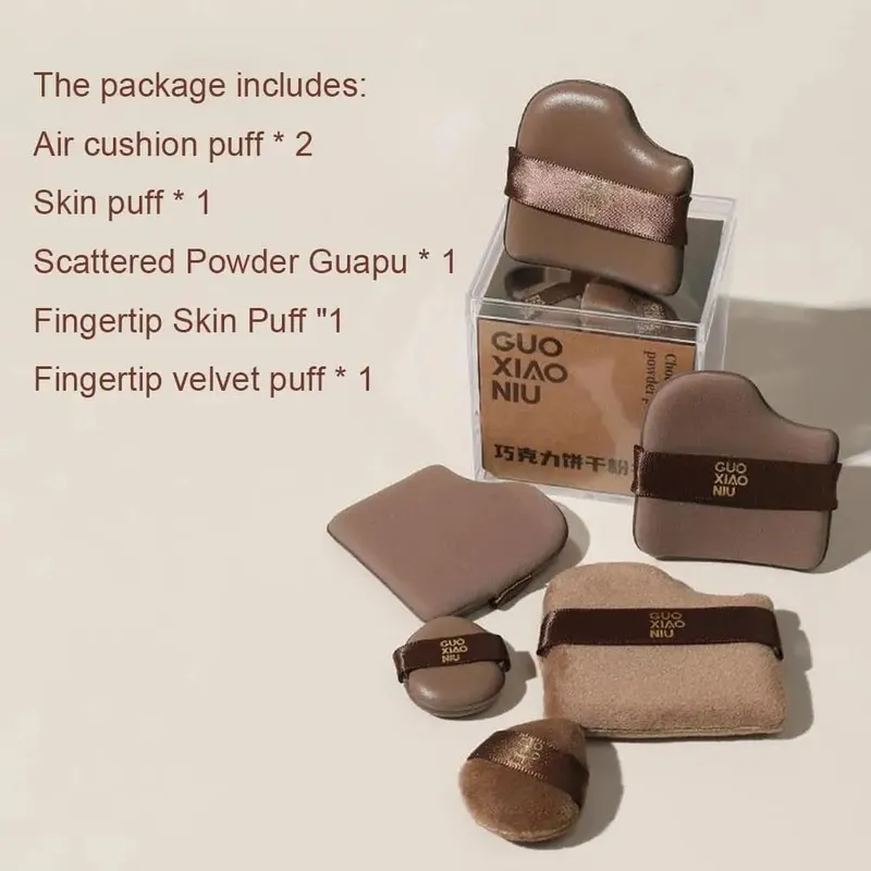 6pcs Chocolate Powder Puff Set Soft Mini Thumb Powder Puff For Concealer Powder Blusher Women Dry And Wet Makeup Tool — image 6