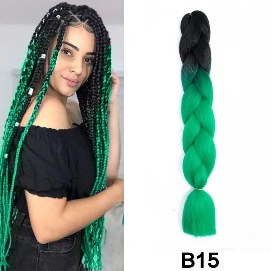 24 Inch Synthetic Jumbo Braid Pure And Ombre Braiding Hair Extensions For Women DIY Jumbo Hair Braids Black Green Gray Brown — image 45