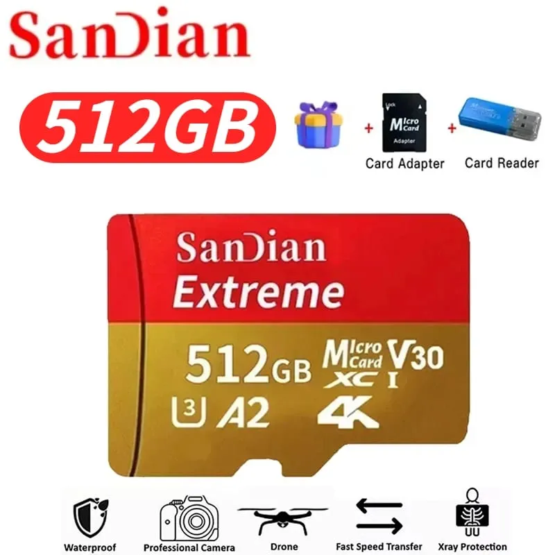 High-Speed Storge SD-kort 128GB Originalt Micro TF-kort 512GB Klasse 10 High Speed Transfer til kamera/pc/telefon — image 8