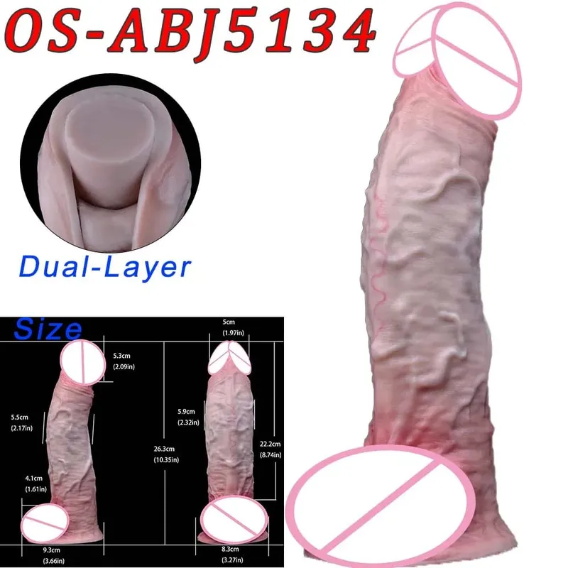 Mainan Seks Stimulator Vagina Anal Kepala Ganda Dildo Panjang Realistis 47Cm dengan Pengisap untuk Pasangan Lesbian Alat Dewasa Pria Gay