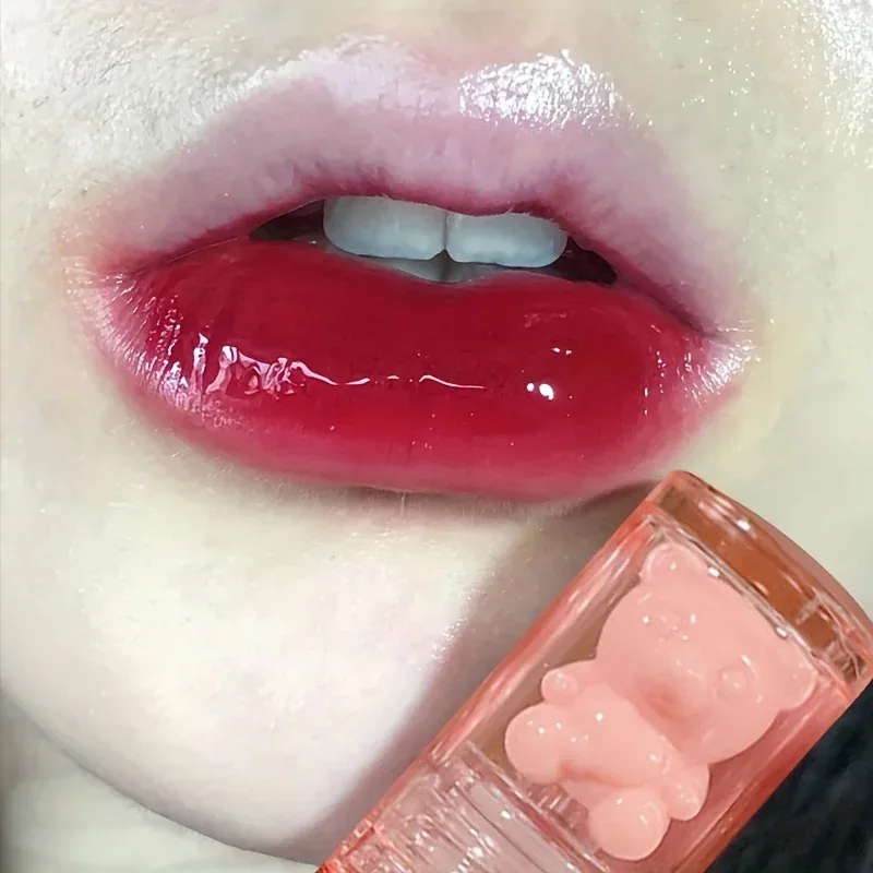 6 color lip glaze cute little bear mirror gloss jelly lips with sparkling light dew water long-lasting stain resistant trans — image 5