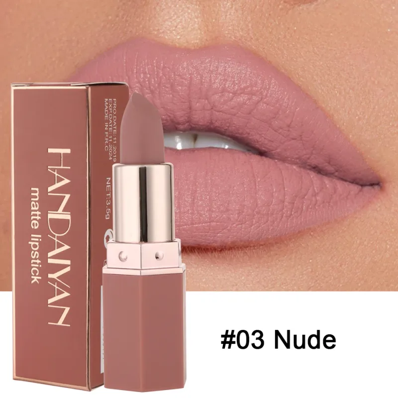 Moisturizing Matte Lipstick 6 Shades Long Lasting Non Transfer Nude Lip Gloss HANDAIYAN Cosmetics For Ladies — image 12