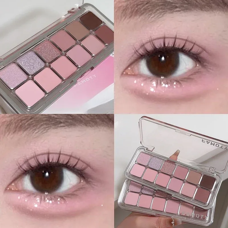Palet Eyeshadow Matte Saturasi Rendah 12 Warna Teh Aprikot Warna Bumi Riasan Mata Matte Pearlescent Tahan Lama untuk Penggunaan Sehari-hari — image 10