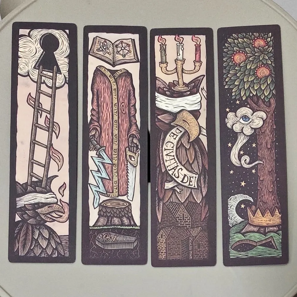 Dvojité reliéfní temný surrealismus Pillars Deck Travis Lawrence 4*16cm - 36 ks Surrealistický okultní symbolismus Ilustrační karty — image 6