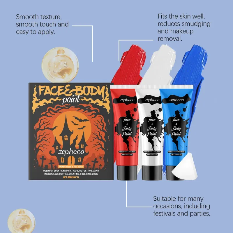 Halloween Face and Body Paint Kit High-Pigment Makeup for Costume Party Creative Body Art — image 4