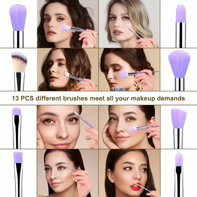 13PCS Makeup Brushes Set Eyeshadow Foundation Highlighter Blush Concealer Female Soft Beauty Tool Puff Beauty Sponges Thumb Puff — image 4